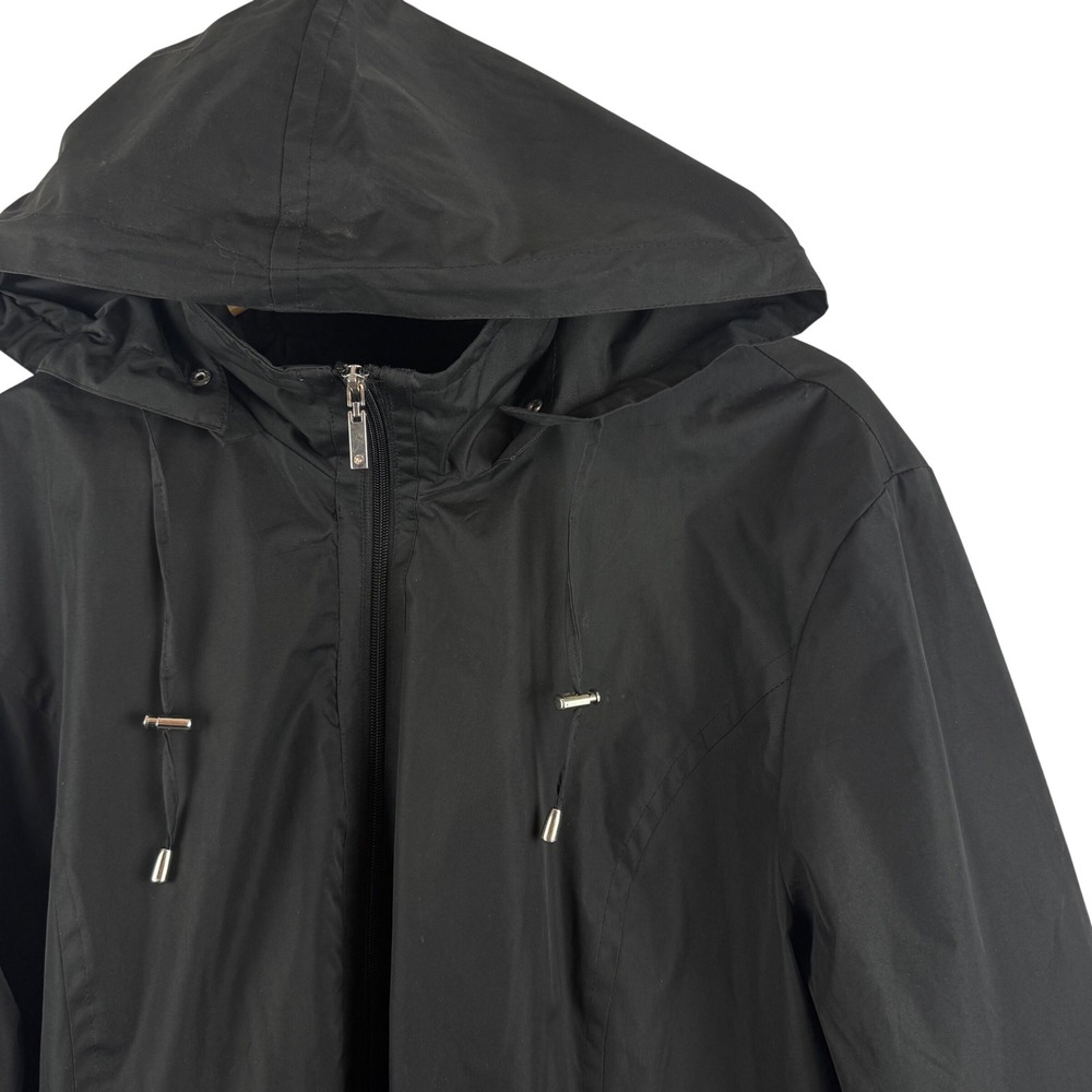 Weather Tamer Windbreaker Jacket Women 3X Black Detachable Hood Utility Zip